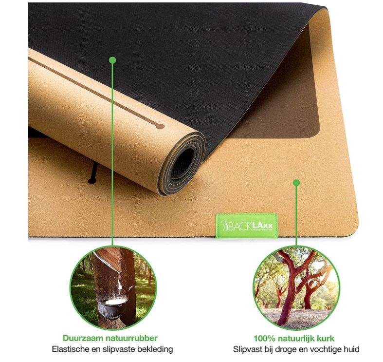 Kurk yoga mat met natuurlijk rubber