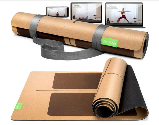 Kurk yoga mat met natuurlijk rubber